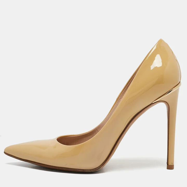 Louis Vuitton Cream Patent Leather Eyeline Pumps Size 37.5