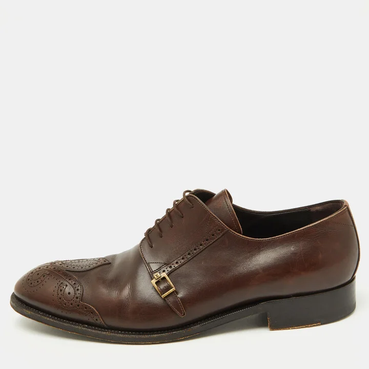 Louis Vuitton Dark Brown Brogue Leather Lace Up Derby Size 45