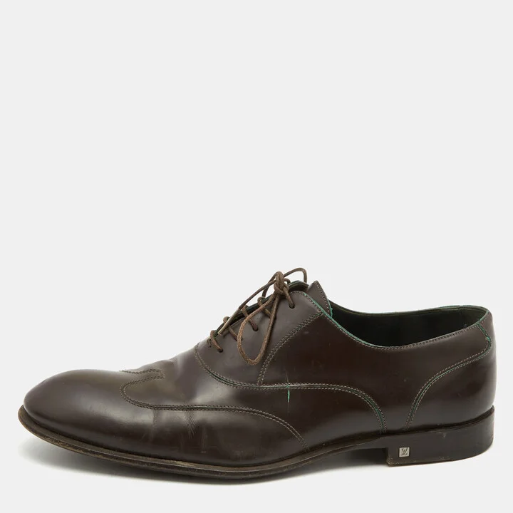 Louis Vuitton Dark Brown Leather Lace Up Oxfords Size 42.5