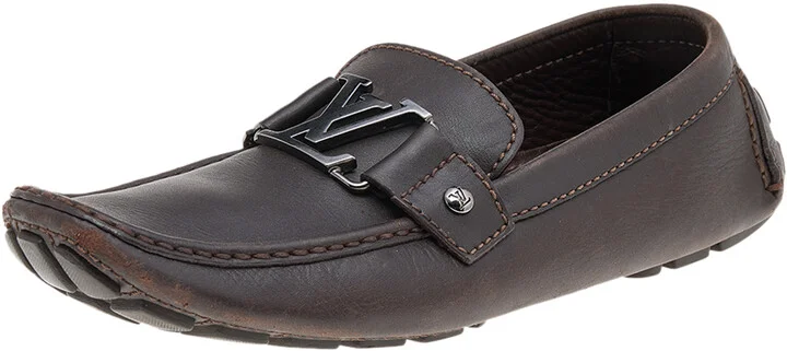 Louis Vuitton Dark Brown Leather Monte Carlo Loafers Size 41