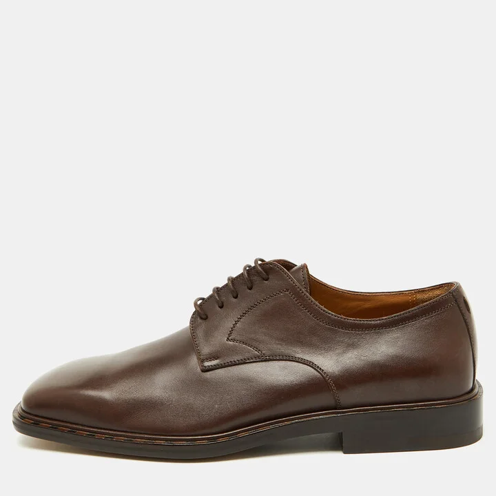 Louis Vuitton Dark Brown Leather Square Toe Lace Up Derby Size 40.5