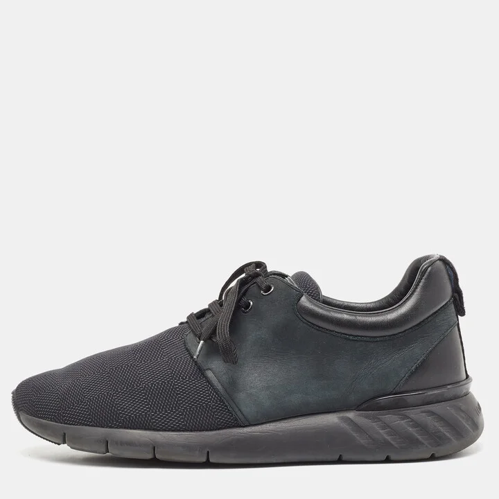 Louis Vuitton Green/Black Nylon and Leather Fastlane Sneakers Size 41.5