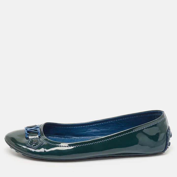 Louis Vuitton Green Patent Leather Oxford Ballet Flats Size 39.5