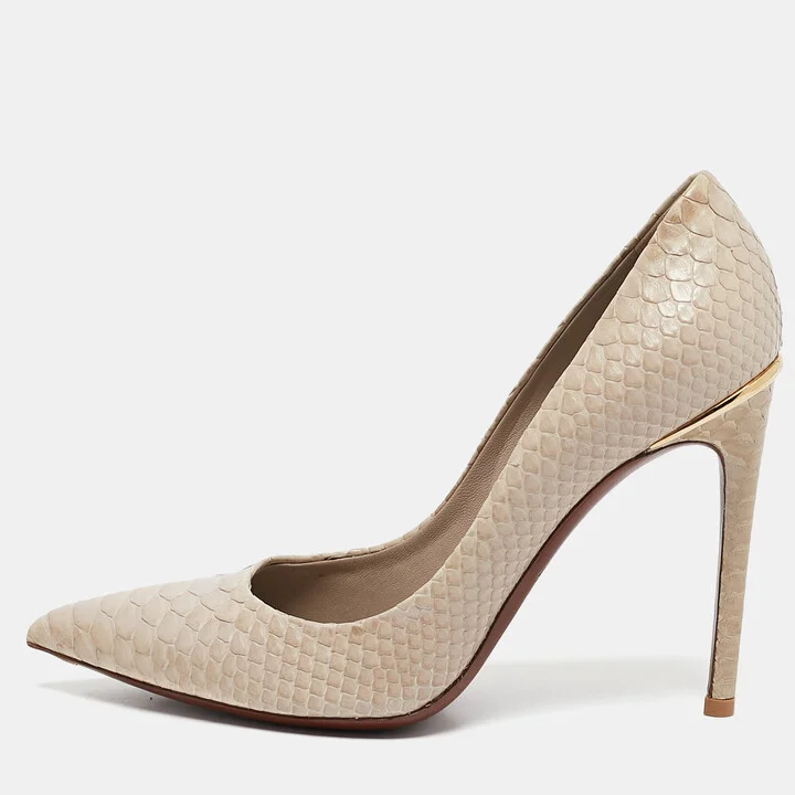 Louis Vuitton Grey Python Leather Eyeline Pumps Size 37.5