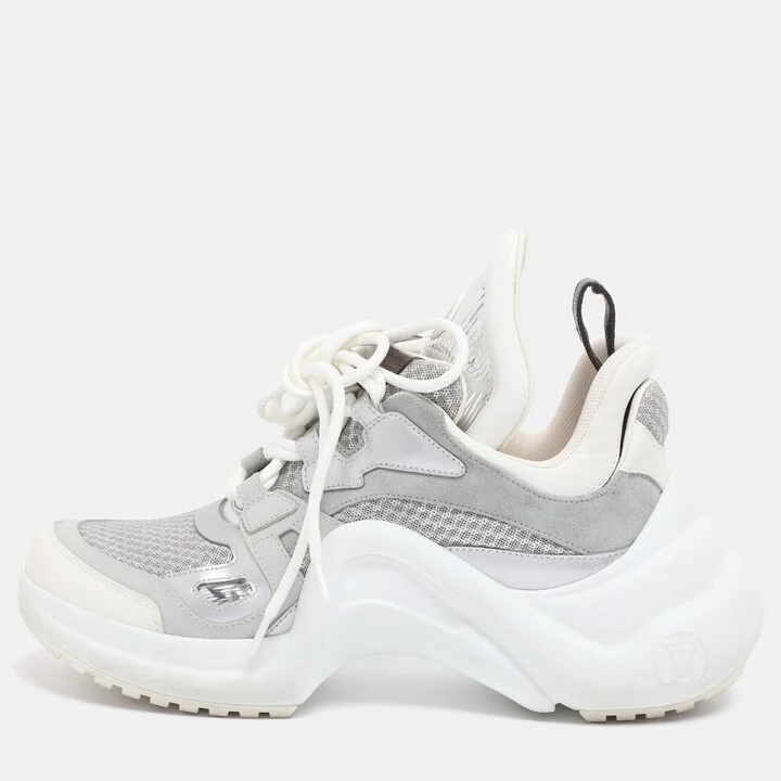 Louis Vuitton Grey/Silver Technical Nylon and Leather Archlight Sneakers Size 38.5