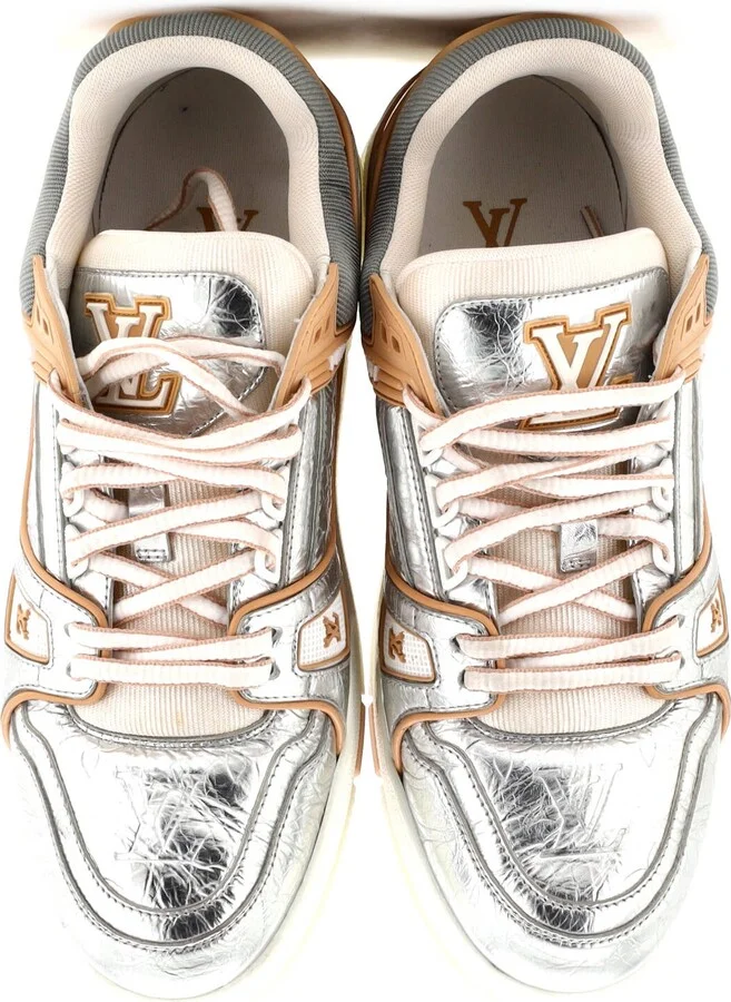 Louis Vuitton Men's LV Trainer Sneakers Monogram Embossed Metallic Leather - Image 2