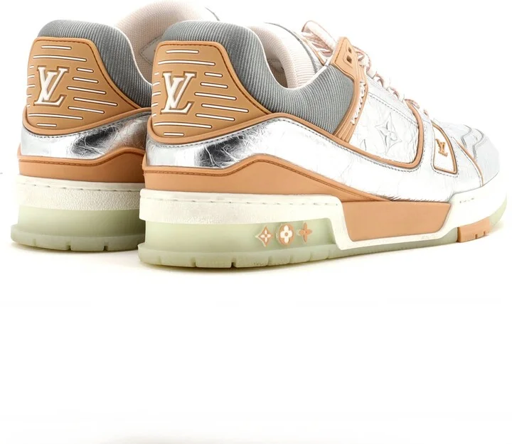 Louis Vuitton Men's LV Trainer Sneakers Monogram Embossed Metallic Leather - Image 3