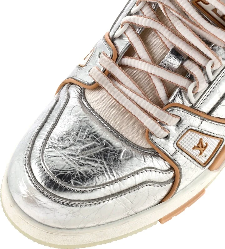 Louis Vuitton Men's LV Trainer Sneakers Monogram Embossed Metallic Leather - Image 5