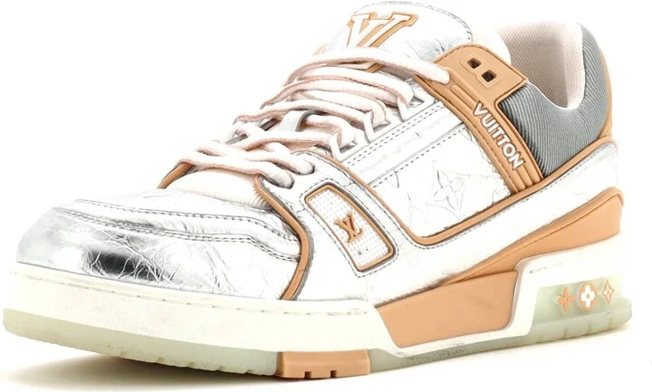 Louis Vuitton Men's LV Trainer Sneakers Monogram Embossed Metallic Leather