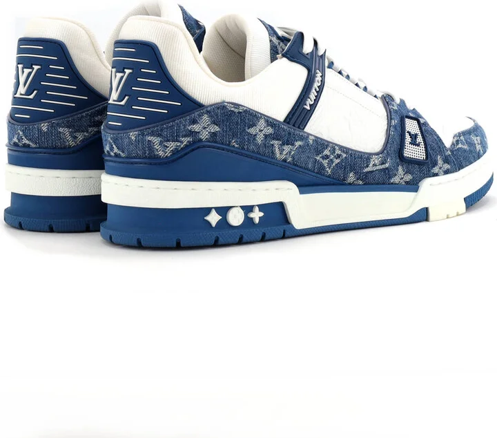 Louis Vuitton Men's LV Trainer Sneakers Monogram Empreinte Leather and Monogram Denim - Image 3