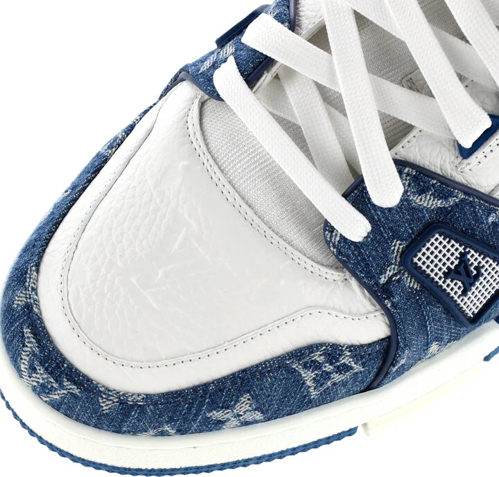Louis Vuitton Men's LV Trainer Sneakers Monogram Empreinte Leather and Monogram Denim - Image 5