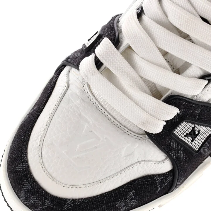 Louis Vuitton Men's LV Trainer Sneakers Monogram Empreinte Leather and Monogram Denim - Image 5