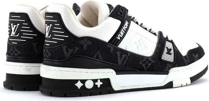 Louis Vuitton Men's LV Trainer Sneakers Monogram Empreinte Leather and Monogram Denim - Image 3