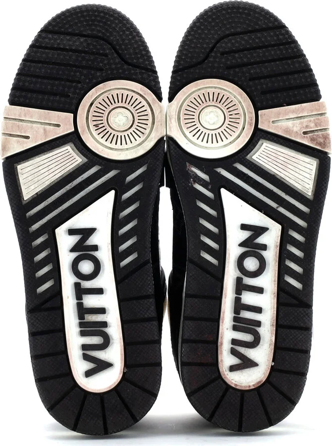 Louis Vuitton Men's LV Trainer Sneakers Monogram Empreinte Leather and Monogram Denim - Image 4