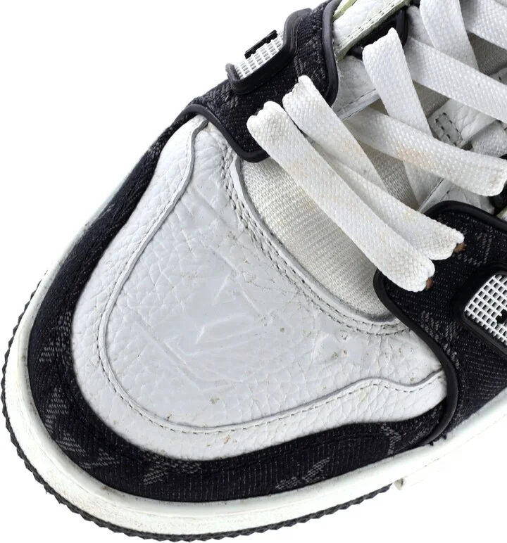 Louis Vuitton Men's LV Trainer Sneakers Monogram Empreinte Leather and Monogram Denim - Image 5