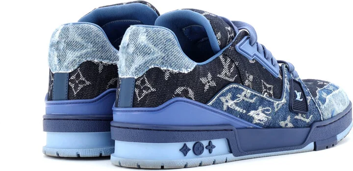 Louis Vuitton Men's LV Trainer Sneakers Monogram Empreinte Leather and Monogram Denim - Image 3
