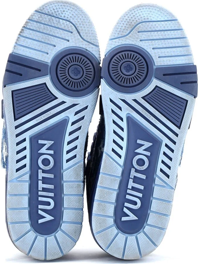 Louis Vuitton Men's LV Trainer Sneakers Monogram Empreinte Leather and Monogram Denim - Image 4