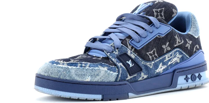Louis Vuitton Men's LV Trainer Sneakers Monogram Empreinte Leather and Monogram Denim