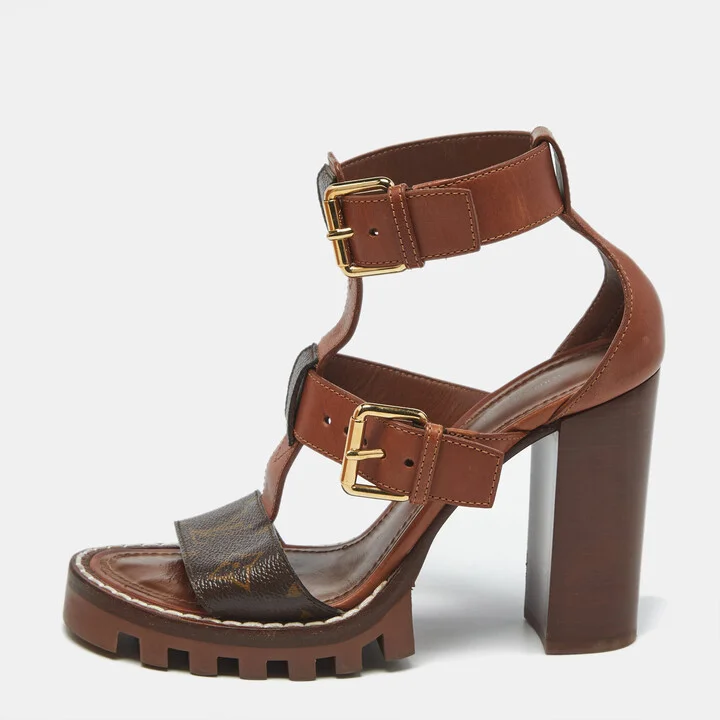 Louis Vuitton Monogram Canvas and Leather Star Trail Sandals Size 37