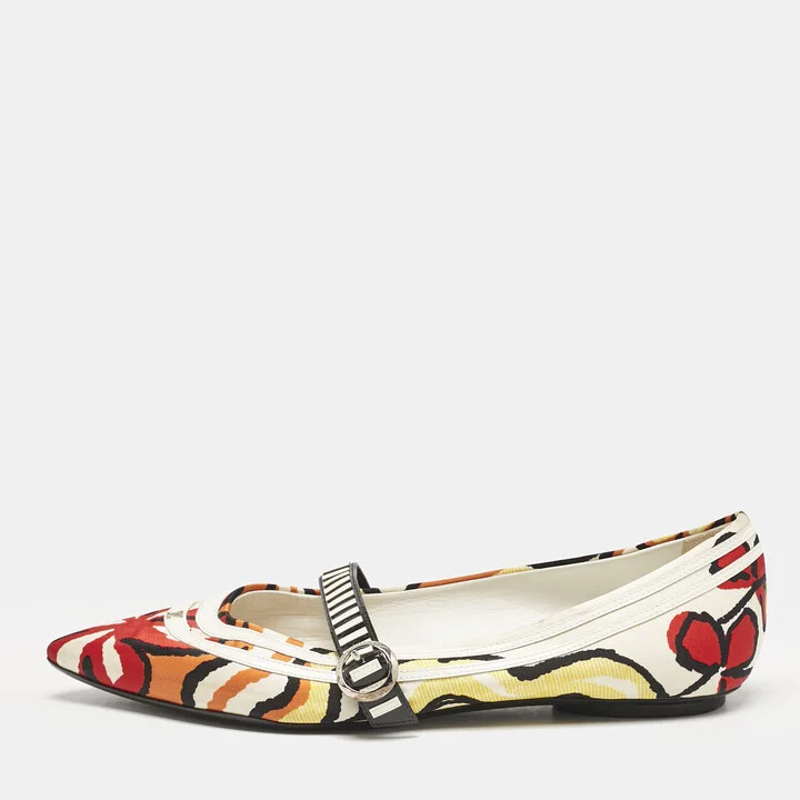 Louis Vuitton Multicolor Floral Fabric Buckle Strap Ballet Flats Size 38
