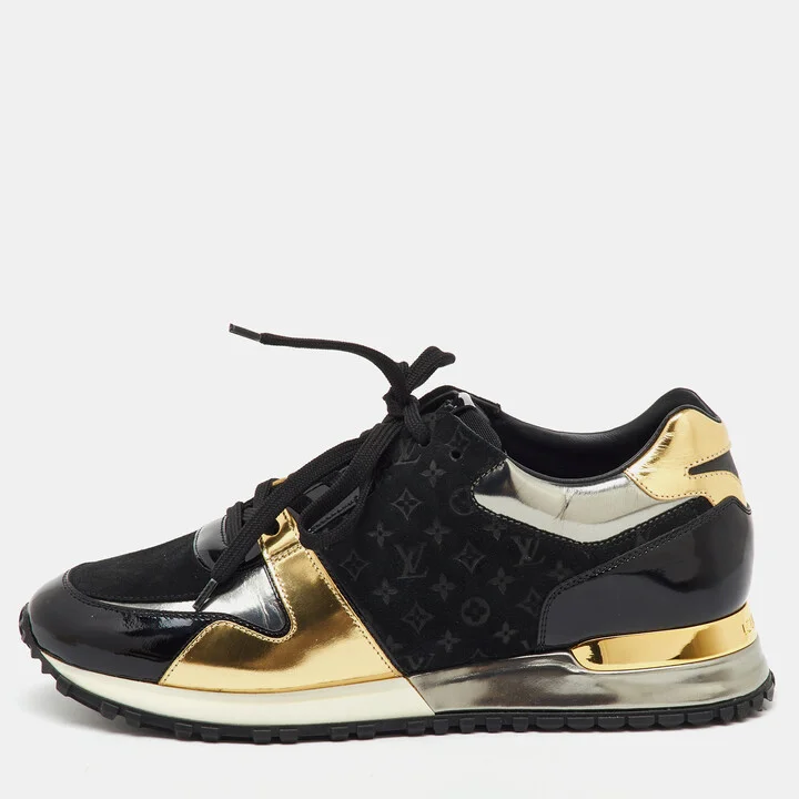 Louis Vuitton Multicolor Monogram Suede and Patent Leather Run Away Sneakers Size 37.5