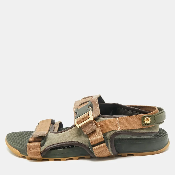 Louis Vuitton Multicolor Suede and Leather Flat Slingback Sandals Size 42