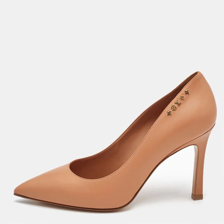 Louis Vuitton Peach Leather Signature Pumps Size 37