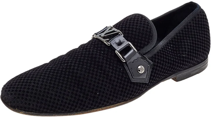 Louis Vuitton Petit Damier Ebene Suede Monte Carlo Moccasins Size 41.5
