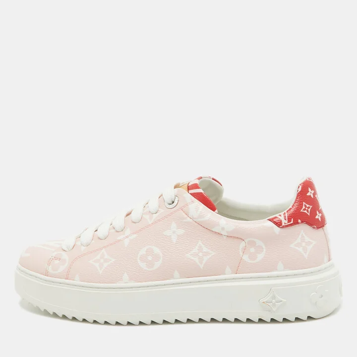 Louis Vuitton Pink Monogram Canvas Time Out Sneakers Size 40