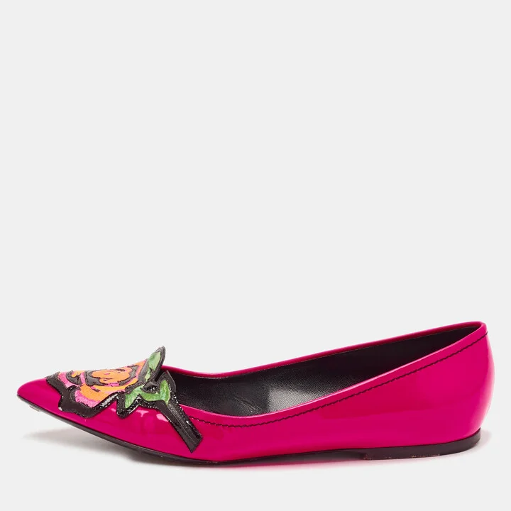 Louis Vuitton Pink Patent Leather Stephen Sprouse Rose Ballet Flats Size 35.5