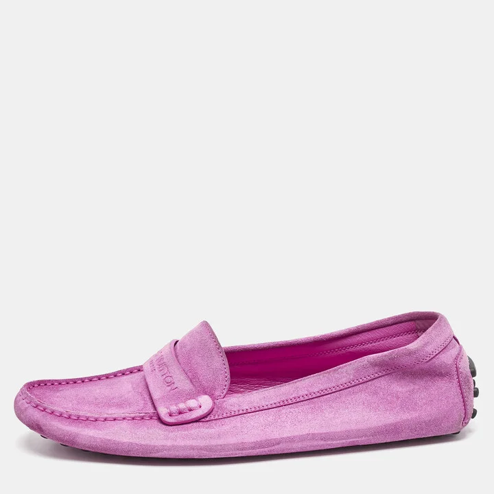 Louis Vuitton Pink Suede Slip On Loafers Size 39.5
