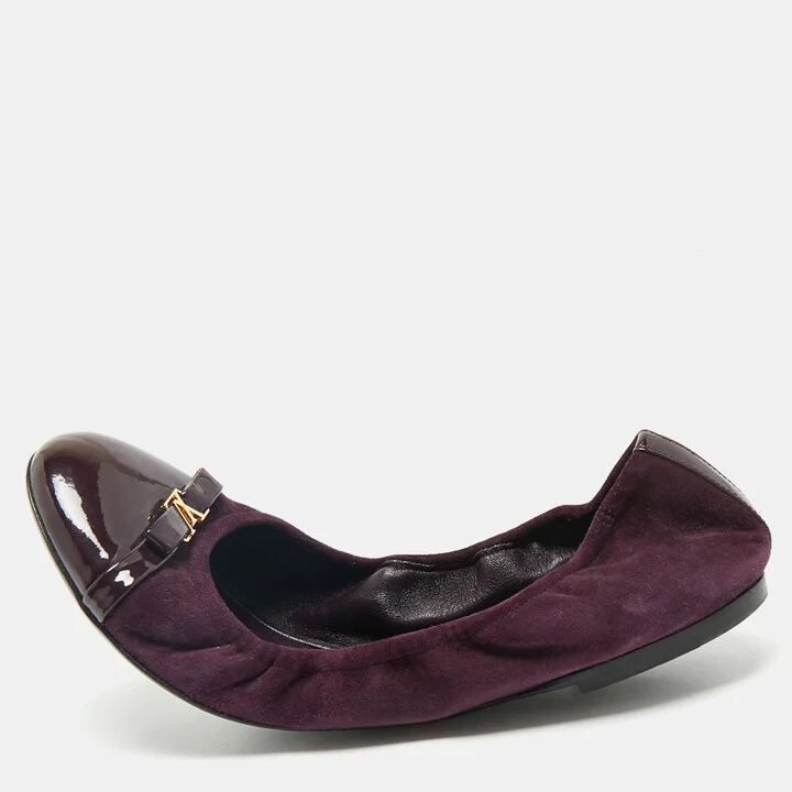 Louis Vuitton Purple Suede and Leather Cap Toe Elba Ballet Flats Size 39.5