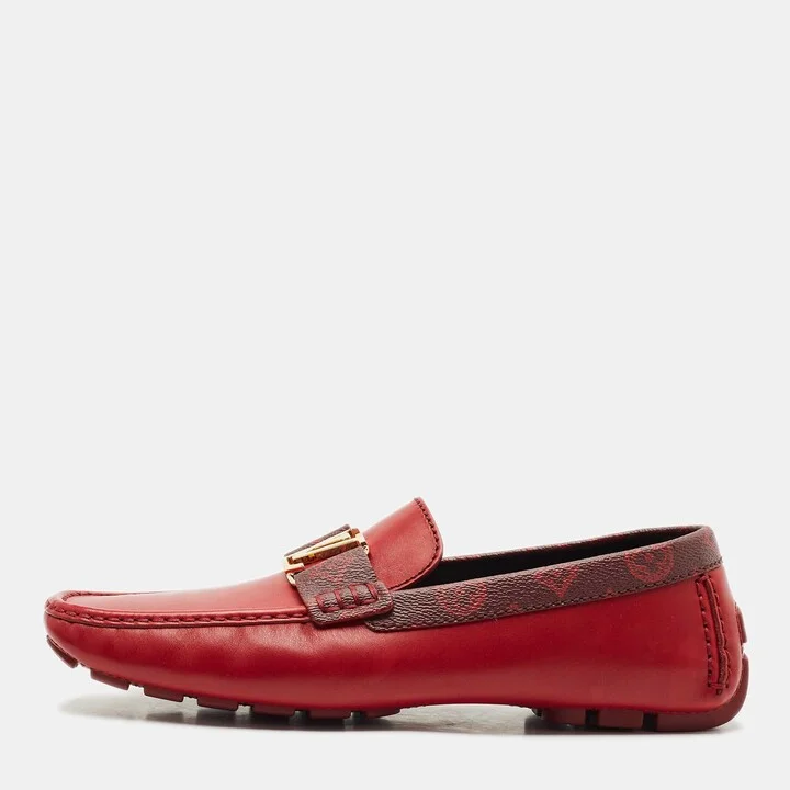 Louis Vuitton Red Leather Monte Carlo Loafers Size 43