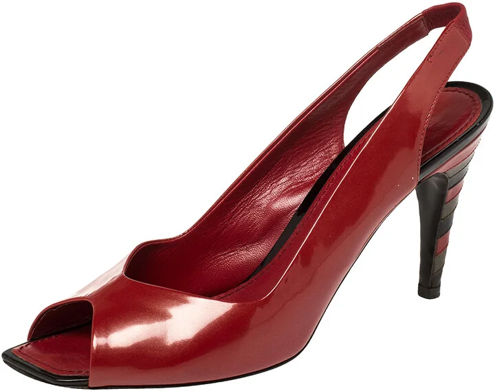 Louis Vuitton Red Patent Leather Peep Toe Sandals Size 39