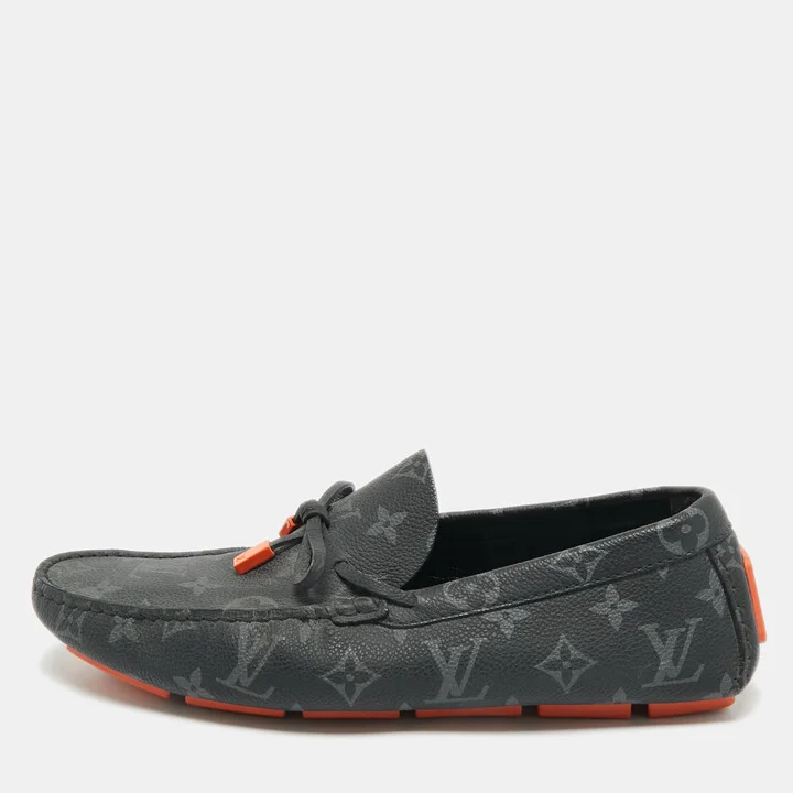 Louis Vuitton Two Tone Monogram Canvas And Leather Driver Loafers Size 41