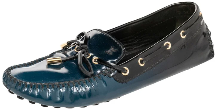 Louis Vuitton Two Tone Patent Leather Arizona Slip On Loafers Size 39