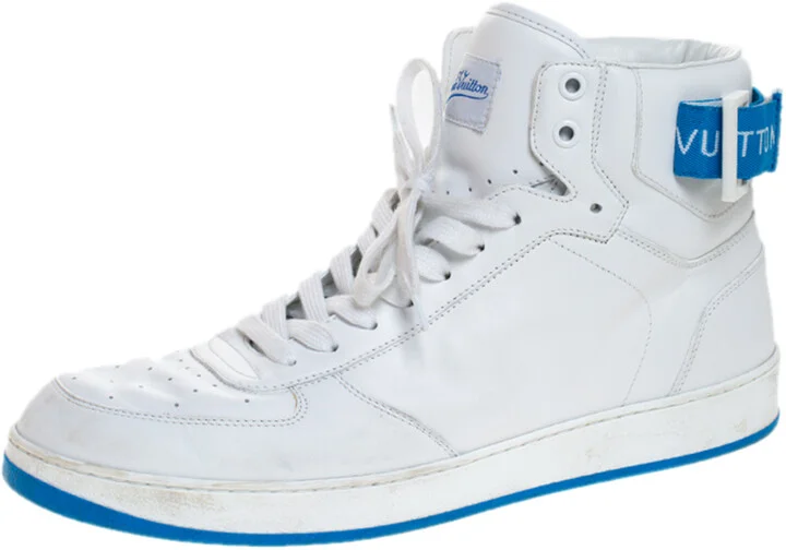 Louis Vuitton White/Blue Leather Rivoli High Top Sneakers Size 42