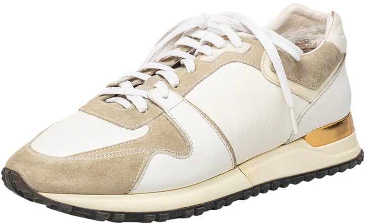Louis Vuitton White/Grey Suede And Leather Run Away Low Top Sneakers Size 37