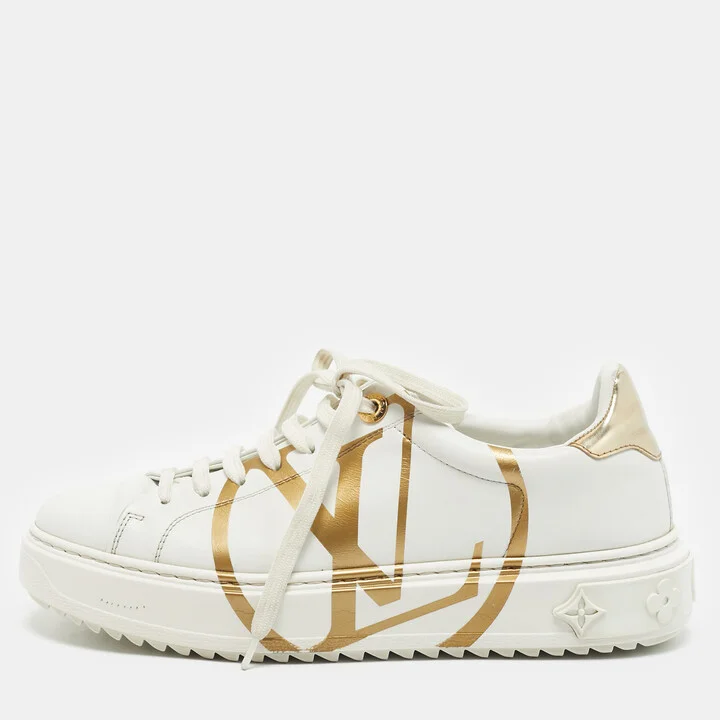 Louis Vuitton White Leather Time Out Low Top Sneakers Size 38