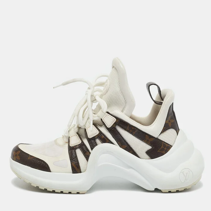 Louis Vuitton White Mesh Leather and Monogram Canvas Archlight Sneakers Size 37