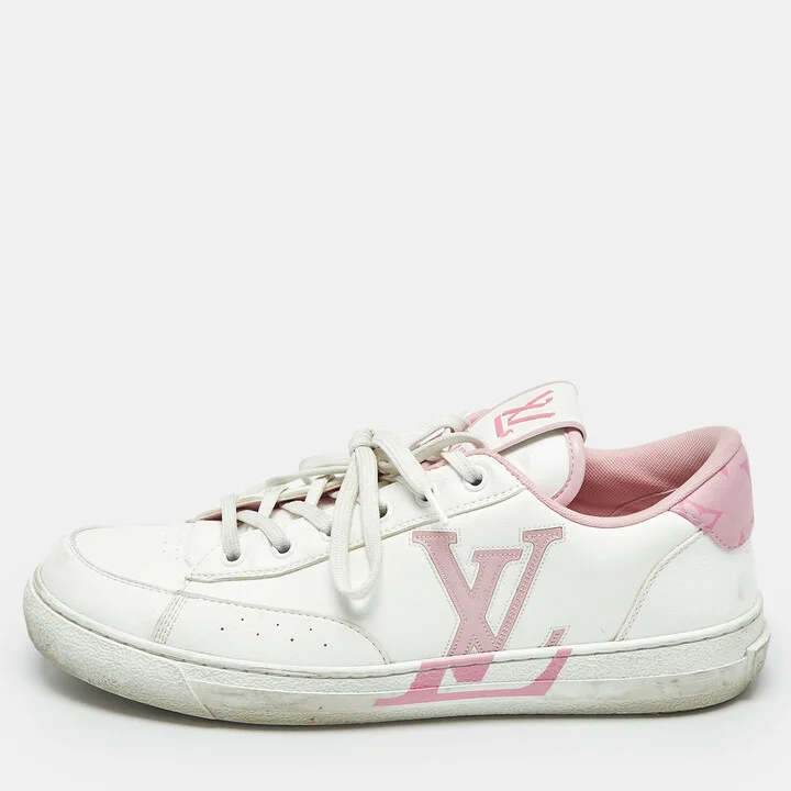 Louis Vuitton White/Pink Leather Charlie Low Top Sneakers Size 40