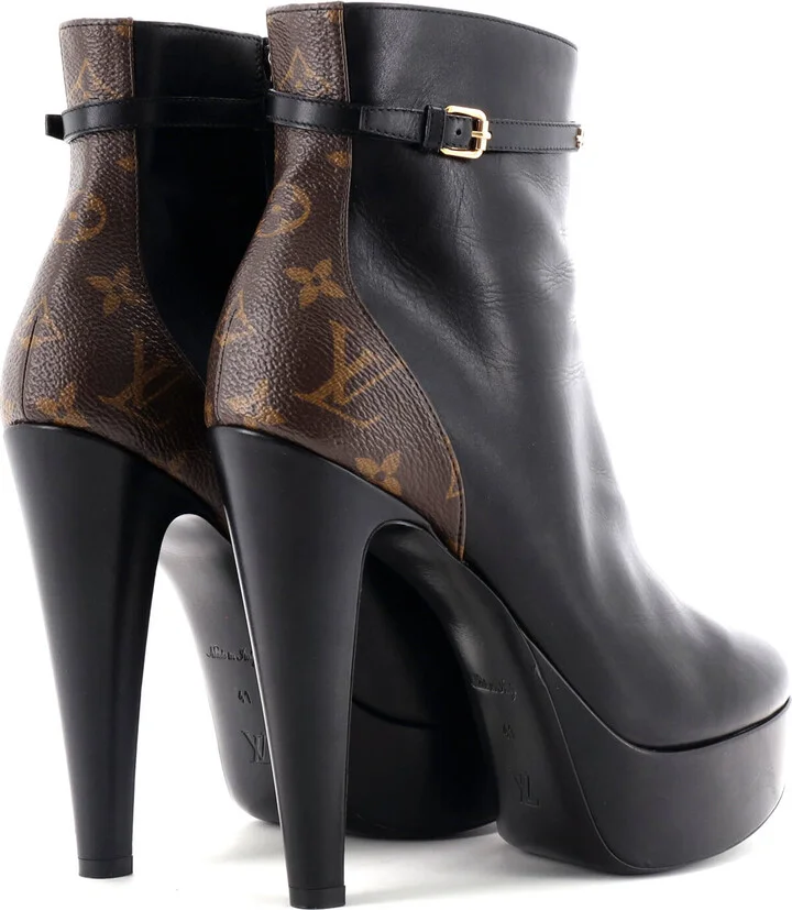 Louis Vuitton Women's Afterglow Platform Ankle Boots Leather with Monogram Canvas - Image 3