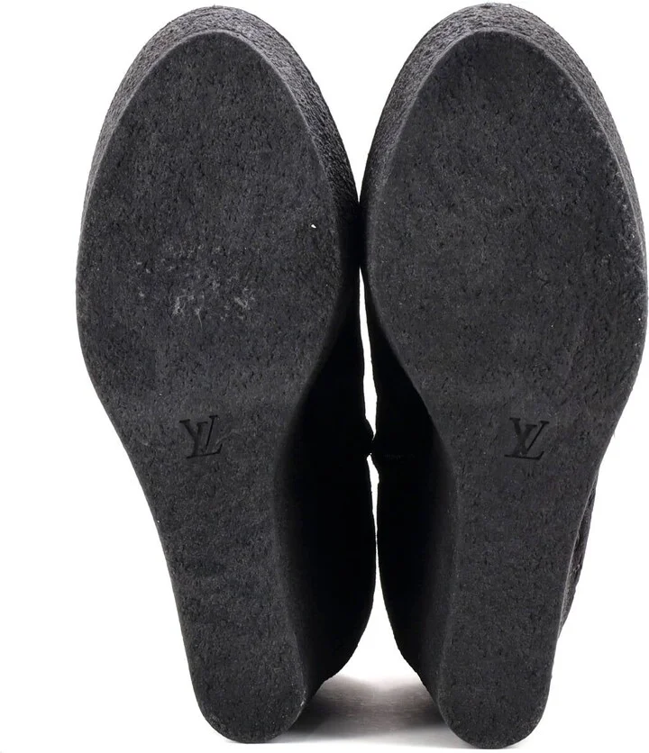 Louis Vuitton Women's Ankle Wedge Platform Boots Monogram Embossed Suede - Image 4