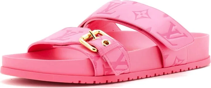 Louis Vuitton Women's Bom Dia Flat Mules Monogram Embossed Leather