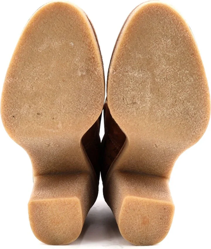 Louis Vuitton Women's Buckle Heeled Ankle Boots Monogram Embossed Suede - Image 4