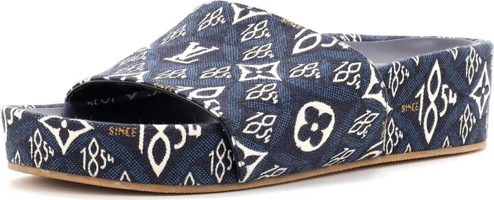 Louis Vuitton Women's Jumbo Flatform Mule Sandals Limited Edition Since 1854 Monogram Jacquard