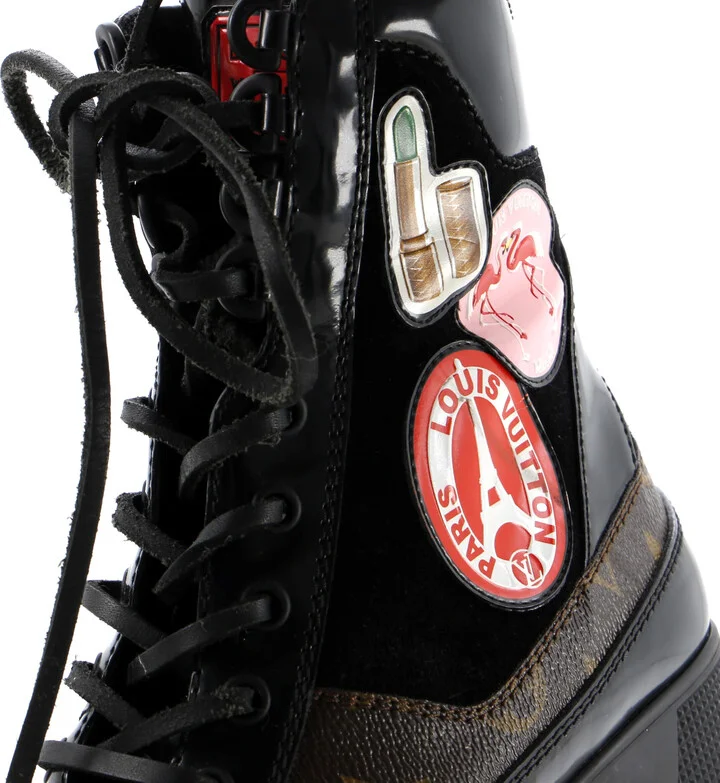 Louis Vuitton Women's Laureate Platform Desert Boots Limited Edition World Tour Suede with Monogram Canvas and Leather - Image 5