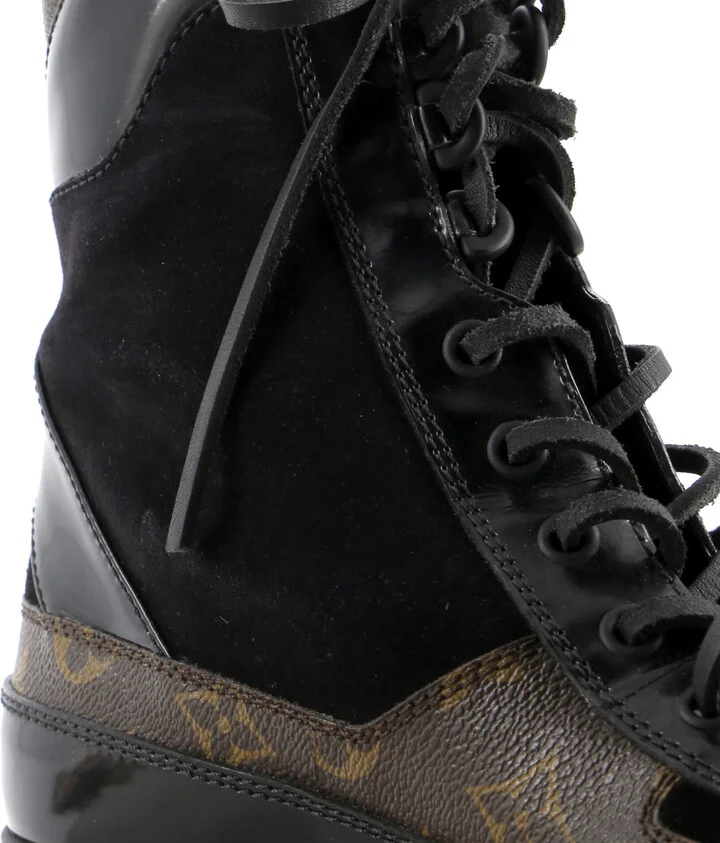 Louis Vuitton Women's Laureate Platform Desert Boots Limited Edition World Tour Suede with Monogram Canvas and Leather - Image 6