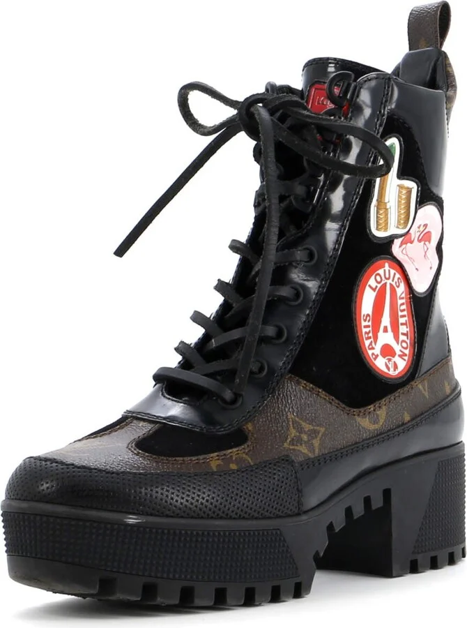 Louis Vuitton Women's Laureate Platform Desert Boots Limited Edition World Tour Suede with Monogram Canvas and Leather