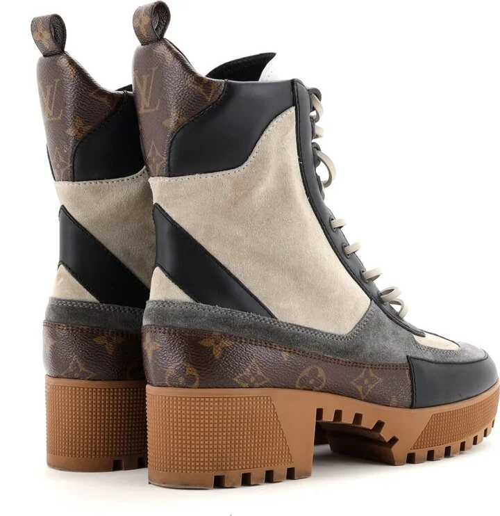 Louis Vuitton Women's Laureate Platform Desert Boots Suede with Monogram Canvas - Image 3